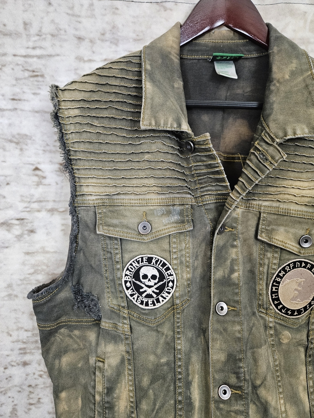 Mens Battle Vest Post Apocalyptic Mad Max Cotton Hand Distressed Size Large - Picture 2 of 12